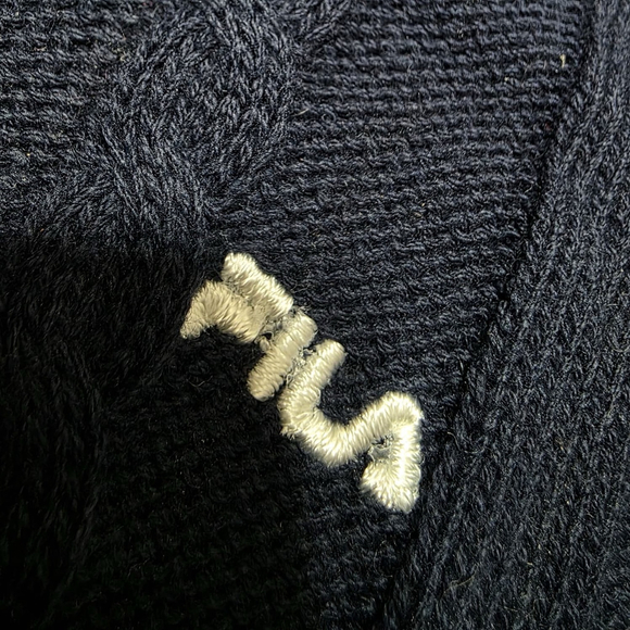 FILA Sweater Vest Mens 44 Navy Cable Knit V Neck Made In Italy NWT Vintage - Picture 5 of 11